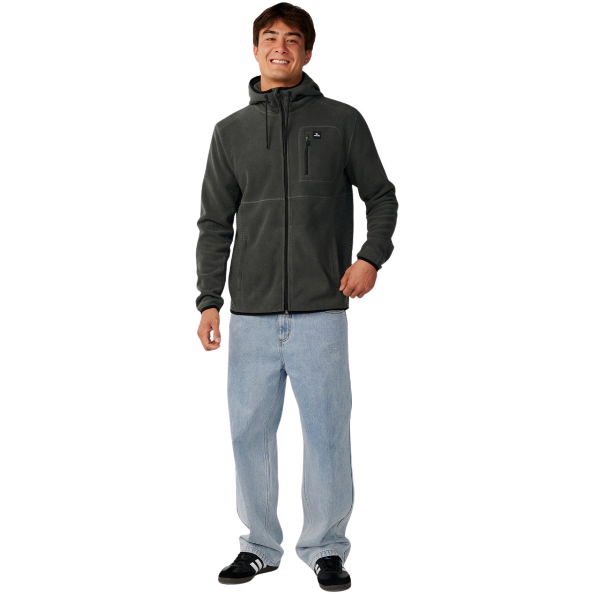 2026 Rip Curl Hombres Partido Polar Zip Thru Fleece 08VMFL - Charcoal Grey